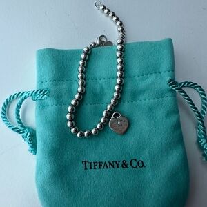 Tiffany & Co. Silver Heart Beaded Bracelet With Diamond